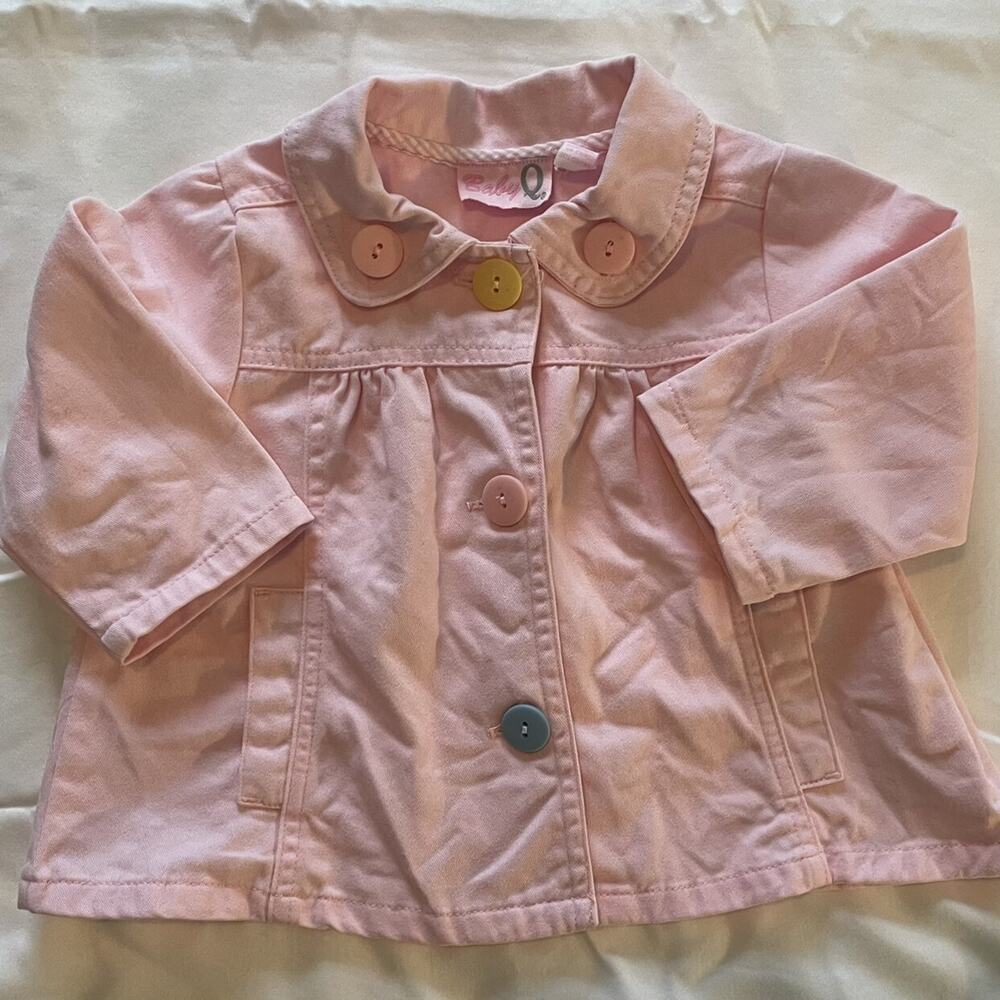 Baby Q Pink Button Cotton Jacket Size 6/9 M